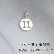 銀典工坊 S925銀十二星座圓牌吊墜小滴流水晶手串手鏈diy飾品配件 S925銀十二星座圓牌-雙子座/個