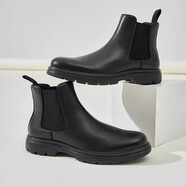 AQUASCUTUM【英國(guó)百年奢侈品牌】時(shí)尚切爾西男靴牛皮英倫風(fēng)商務(wù)厚底馬丁靴子 黑色 40