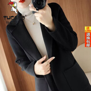 啄木鳥2025秋冬雙面女士毛呢大衣羊絨小個子西上裝感呢子外套中長款 經(jīng)典黑【中款一粒扣】 純羊毛不 M 103120斤