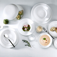 樂美雅（Luminarc）鋼化玻璃餐具碗盤碟套裝家用飯碗面碗盤餐盤無鉛漂亮可微波爐加熱 LC-CJJ529祥云浮雕餐具 14頭