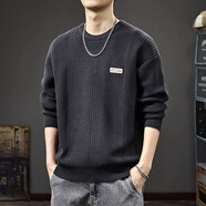 古先森重磅800g毛衣男秋冬款寬松大碼加厚圓領(lǐng)針織衫外套休閑套頭毛線(xiàn)衣 深灰色 2XL 【160-180斤】