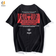 洛必達痛仰樂隊T恤男中國風(fēng)哪吒印花青少年情侶半袖國潮搖滾短袖 黑色 L
