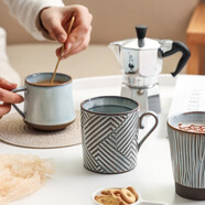 川島屋日式陶瓷杯子馬克杯創(chuàng  )意個(gè)性潮流咖啡杯水杯家用早餐牛奶杯