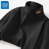 真維斯（JEANSWEST）雙面德絨打底衫男秋冬季長袖t恤男保暖內(nèi)搭上衣加絨半高領秋衣男 高領 黑色 小復古貼紙_K_左領角 XL