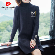 皮爾卡丹秋冬羊毛衫女中長(zhǎng)款時(shí)尚厚款配大依毛衣裙大d碼半高領(lǐng)針織打底衫 黑色 XL 專柜(建議120-130斤)