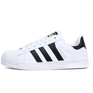 莆田鞋三條杠貝殼頭情侶板鞋經(jīng)典休閑運動(dòng)板鞋百搭潮流韓版透氣男鞋 貝殼頭白黑金 36