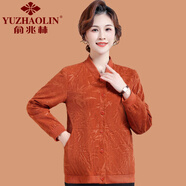 俞兆林（YUZHAOLIN）中年媽媽秋裝短款外套洋氣2025新款中老年人女裝春秋休閑夾克上衣 橘紅色 XL (參考90-105斤)