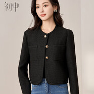 初申春秋短外套女精致時(shí)尚小香風(fēng)短款休閑外套上衣S13KF3427 黑色 M 