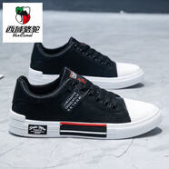 西域駱駝（VANCAMEL）冬季加絨加厚板鞋男百搭新款潮流小白鞋男鞋休閑高幫馬丁靴 988單鞋黑色 （偏小一碼） 39