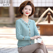 秋芙羅媽媽秋裝長(cháng)袖T恤寬松中老年女裝春秋50歲60洋氣針織母親節禮物