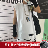 GQWWQX高街歐美潮牌下擺破壞嘻哈寬松純色疊穿百搭破洞T恤內(nèi)搭打底衫無 白色 XL