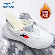鴻星爾克（ERKE）男鞋加絨加厚棉鞋保暖運動(dòng)鞋跑步鞋冬季休閑鞋子男 爾克白/墨水藍 44