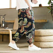 界模潮褲子男夏季復(fù)古印花哈倫燈籠褲潮牌寬松束腳休閑九分褲中國(guó)風(fēng)褲子 C321-圖色 2XL