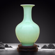 傲世景德鎮陶瓷器新中式小花瓶工藝品客廳擺件辦公室博古架茶室裝飾品 影青賞瓶（配木質(zhì)旋轉底座）