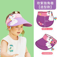 檸檬寶寶兒童夏季防曬空頂帽舒適透氣男女童卡通可愛遮陽(yáng)帽大帽檐防紫外線 活力紫獨(dú)角獸【造型款】 【大童款】帽圍52-56cm