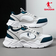 喬丹男鞋皮面防水運動(dòng)鞋2025秋季新款輕便旅游鞋減震休閑跑步鞋子 喬丹白/淡灰 43