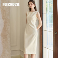 ROEYSHOUSE羅衣時(shí)尚修身無(wú)袖連衣裙女秋季新款氣質(zhì)深藍(lán)色收腰裙子10986 杏色 S