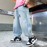 芭梵鼠大童男裝615歲哈倫褲夏季薄款牛仔褲男童夏天學(xué)生男孩12寬 120
