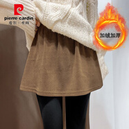 皮爾卡丹加絨加厚屁簾女開(kāi)叉假下擺內搭疊穿鯊魚(yú)褲衛·衣打底神器遮胯短裙 深咖色(加絨加厚-嬰兒絨保暖內里 L建議(101-120斤)