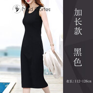 Mad Cortes 原創(chuàng)設(shè)計(jì)感春夏新款女士背心裙中長款無袖吊帶連衣裙女內(nèi)搭打底 加長-黑色 XL （105~115斤）