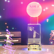初凝（CHUNING）三八節生日禮物男生男朋友紀念品水晶籃球星女生擺件定制模型nba 杜蘭特投籃 充電款