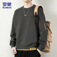 羅蒙（ROMON）衛(wèi)衣男春季長(zhǎng)袖t恤男士假兩件打底衫大碼上衣服男裝 深灰色 5XL