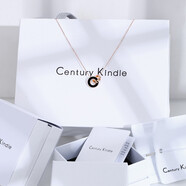 CENTURY& KINDLE羅馬鉆石項鏈女鈦鋼玫瑰金雙環(huán)環(huán)相扣白貝母鎖骨鏈生日禮物送女友 鉆石雙環(huán)項鏈黑瑪瑙款