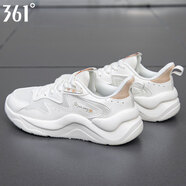 361°女鞋運(yùn)動(dòng)鞋子女跑步鞋春夏季網(wǎng)面透氣老爹鞋耐磨增高舒適軟底鞋 羽毛白/淺青色 38