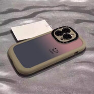 索仄適用蘋(píng)果16/17/15/14pro/max手機殼 iPhone13/12全包防摔16e新款ins風(fēng)高級泡芙硅膠軟殼笑臉女 【茶色】簡(jiǎn)約笑臉紫-贈保護膜 蘋(píng)果6/6s