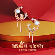 沉魚(yú)落雁（ARFISH）望月萌兔耳釘女士耳環(huán)高級(jí)感耳飾品生日禮物送女友老婆走心實(shí)用 仙蹤望月萌兔耳釘