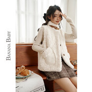 BANANA BABY2023冬新款仿羊羔毛馬甲背心女溫柔氣質(zhì)外穿馬夾外套D234WT742 米白 S