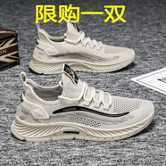 昌祥回力鞋子男春季2025新款軟底網(wǎng)面透氣防臭薄款飛織運動休閑跑步男鞋 FL米色 41