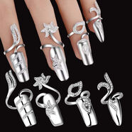 1-4個(gè)裝時(shí)尚鑲鉆指甲蓋戒指韓國美甲套水鉆護甲關(guān)節指環(huán) 4款全要