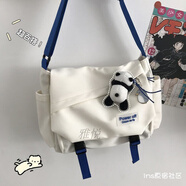 OLOEY韓國ins克萊因藍大容量斜挎包女大學生上課包韓版百搭單肩書包男