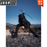 JEEP SPIRIT黑武士防水沖鋒衣男女款春秋美式工裝機能褲子爬山套裝戶外登山服 8021黑色沖鋒褲【男女款】 XL
