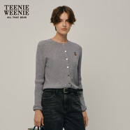 Teenie Weenie小熊冬裝絞花針織開(kāi)衫毛衣外套美麗諾綿羊毛 中灰色 160/S
