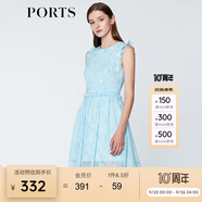 PORTS寶姿商場同款 新品女裝甜美木耳邊裝飾無袖連衣裙SN8D027HPP022 煙波色 M (6)