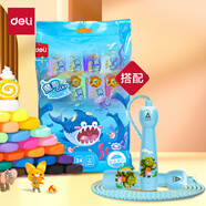 得力（deli）24色超輕童趣手工粘土跳繩運(yùn)動(dòng)成長(zhǎng)套裝橡皮泥美術(shù) 粘土+卡通恐龍?zhí)K