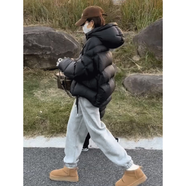 CEENIU黑色連帽泡芙龜背短款連帽羽絨服女冬季新款寬松顯瘦面包服外套潮 黑色 【 現貨】 L 118-135斤