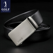 高爾夫（GOLF）牛皮皮帶針扣男士皮帶真牛皮腰帶禮盒男式褲帶送男友父親節(jié)禮物 雙面頭層牛皮黑叻4965