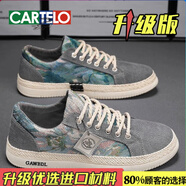 卡帝樂鱷魚（CARTELO）帆布男鞋春秋透氣百搭運(yùn)動休閑低幫板鞋男士布鞋軟底上班工作潮鞋 灰色(升級款) AR3332 40