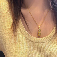 瑞諾黃金點(diǎn)鉆貔貅金剛杵項(xiàng)鏈女韋雪同款999足金吊墜生日禮物送女友 單獨(dú)貔貅+925銀鏈 金重約10.15g