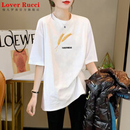 LOVER RUCCI韓國大版體恤寬松T恤打底內搭春夏新款純棉遮屁股中長(cháng)款短袖t恤女 236-97B白色 M 適合95-110斤