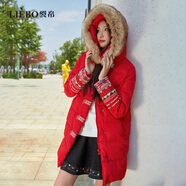 裂帛秋冬新款中長羽絨服51EO0216 紅色 M