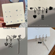 凡帝姿耳釘學(xué)生女小清新s銀耳釘養耳洞套裝愛(ài)心珍珠睡覺(jué)不用摘的2023養 養耳洞四件套3