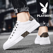花花公子（PLAYBOY）鞋子男款2025秋冬季小白休閑男鞋百搭男士潮流高級(jí)感厚底增高板鞋 白色 CPL1227570 皮鞋碼41