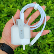適用MAC蘋(píng)果MacBook Air充電器電源保護套M2數據線(xiàn)保護線(xiàn)M3繩pro 29/30w/35W豎版插頭殼+2米白色線(xiàn)+防斷卡