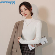 真維斯（JEANSWEST）針織衫女2025春夏設(shè)計(jì)感修身高領(lǐng)打底針織衫內(nèi)搭女白色均碼