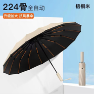 法瑞納全自動(dòng)雨傘黑膠雙人男女晴雨兩用傘加固折疊抗風(fēng)遮陽(yáng)傘太陽(yáng)傘 224骨全自動(dòng)-帝王米