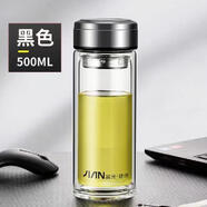 富光玻璃杯男雙層水晶厚底高硼高透明水杯子 X1916鋼本色 500ml